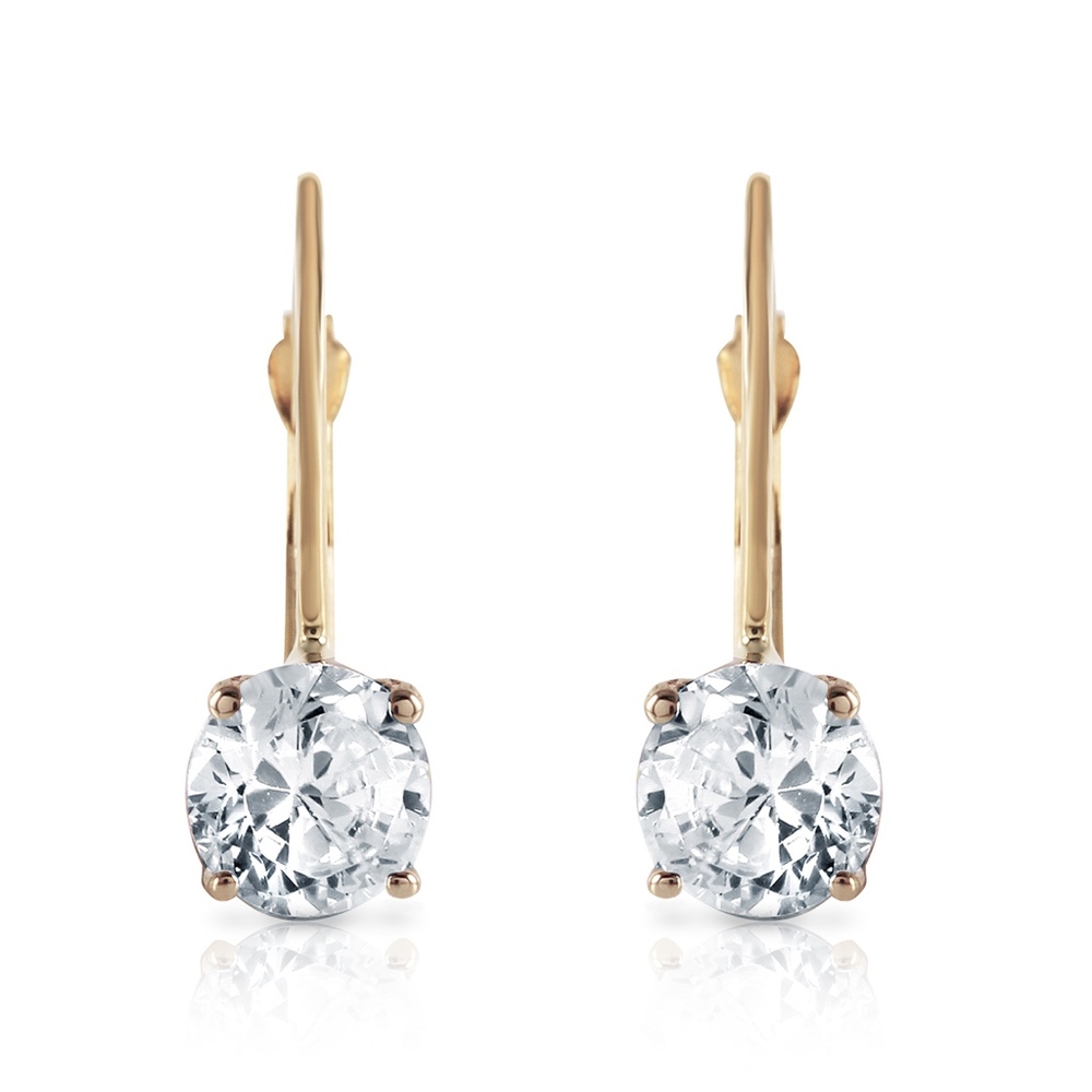 14K. GOLD LEVERBACK EARRING WITH 1.0 CT. DIAMONDS - Picture 3 of 6